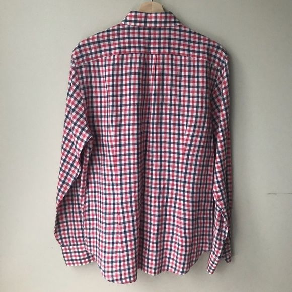 Bonobos Irish Linen Slim Fit Red Blue Shirt Medium - Picture 3 of 6